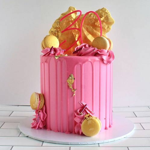 Pink and gold birthday cake Miami